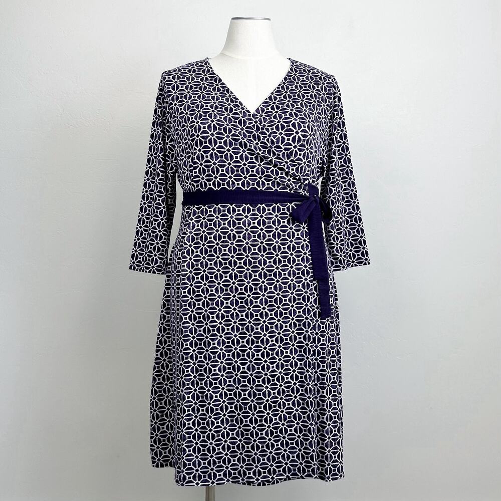 Lularoe 2XL Purple Geometric V-Neck Stretchy Belted Michelle Wrap Dress NWT